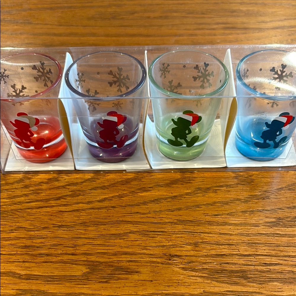 Closet clean out sale / Disney Holiday Shot Glass Set with Mickey Mouse